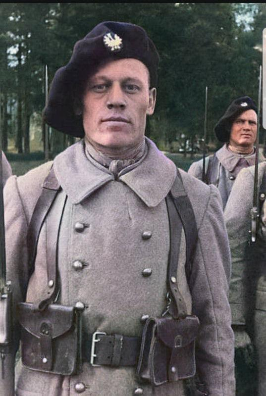 polish Soldiers, part of the Polish Army in France, January 1st 1940. [Photo by Keystone] [Colorized…
