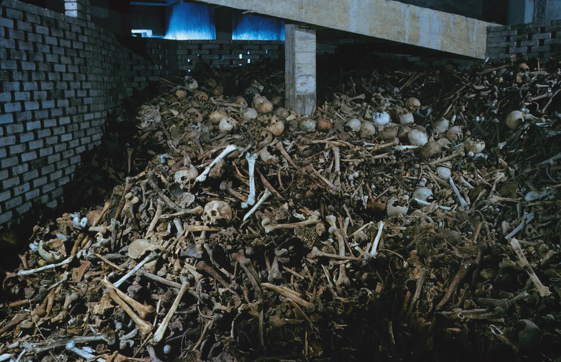 a section of the ossuary at Douaumont, France, containing th…