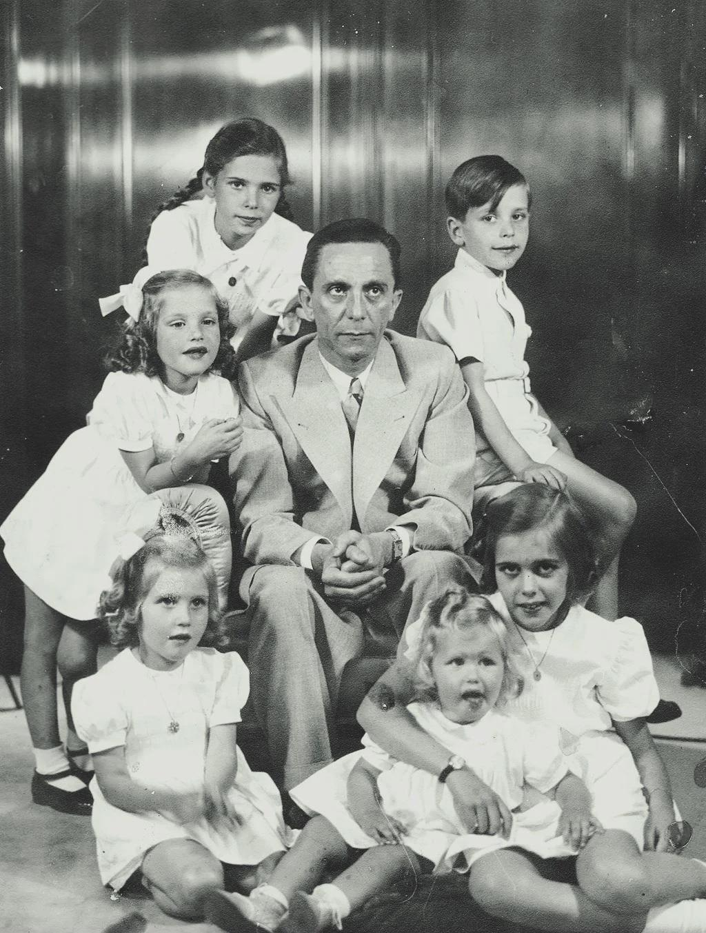 nazi propagandist, Joseph Goebbels, with his children, 1940s