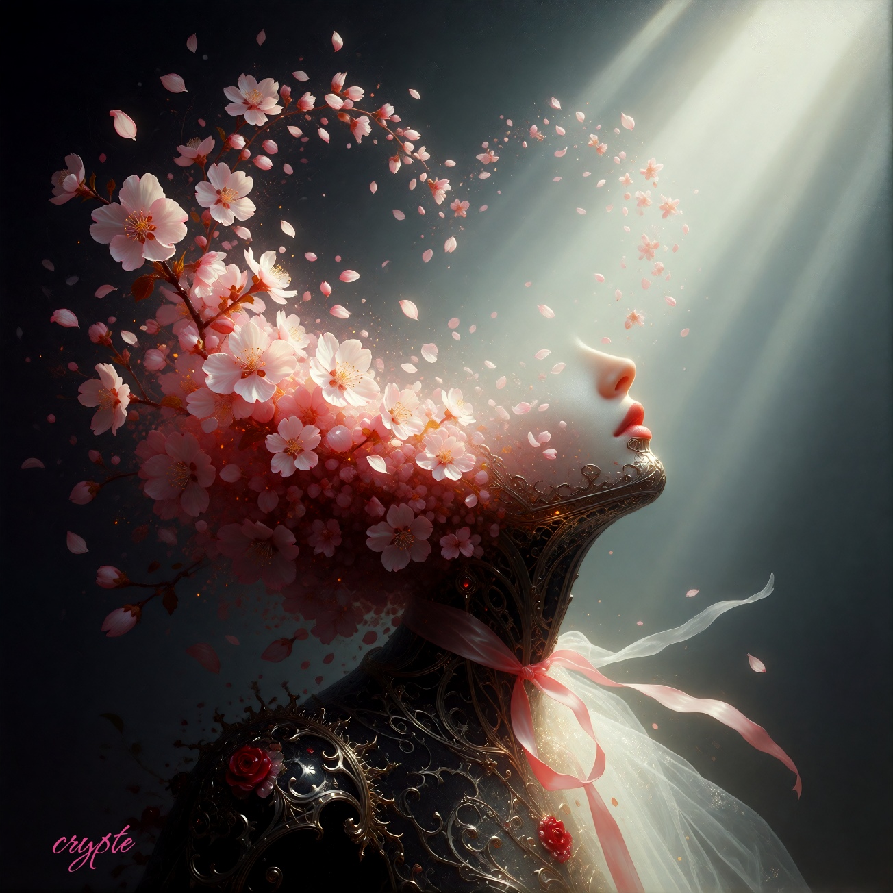 Pink October: The Fight Continues🩷🩷🩷🩷🩷🩷🩷🩷🩷🩷🩷 An eternal rose in the depths of nothingness, a heart t…