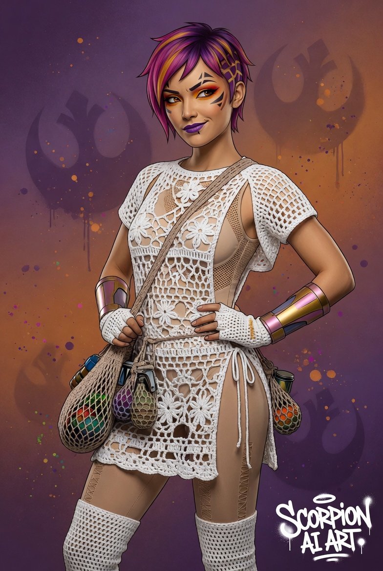 Crochet: White crochet tunic dress with nude bodysuit underneath, mesh bag