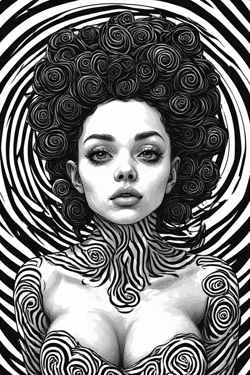 The ILLUSIVE LADY i experiment illusions line art with a lad…