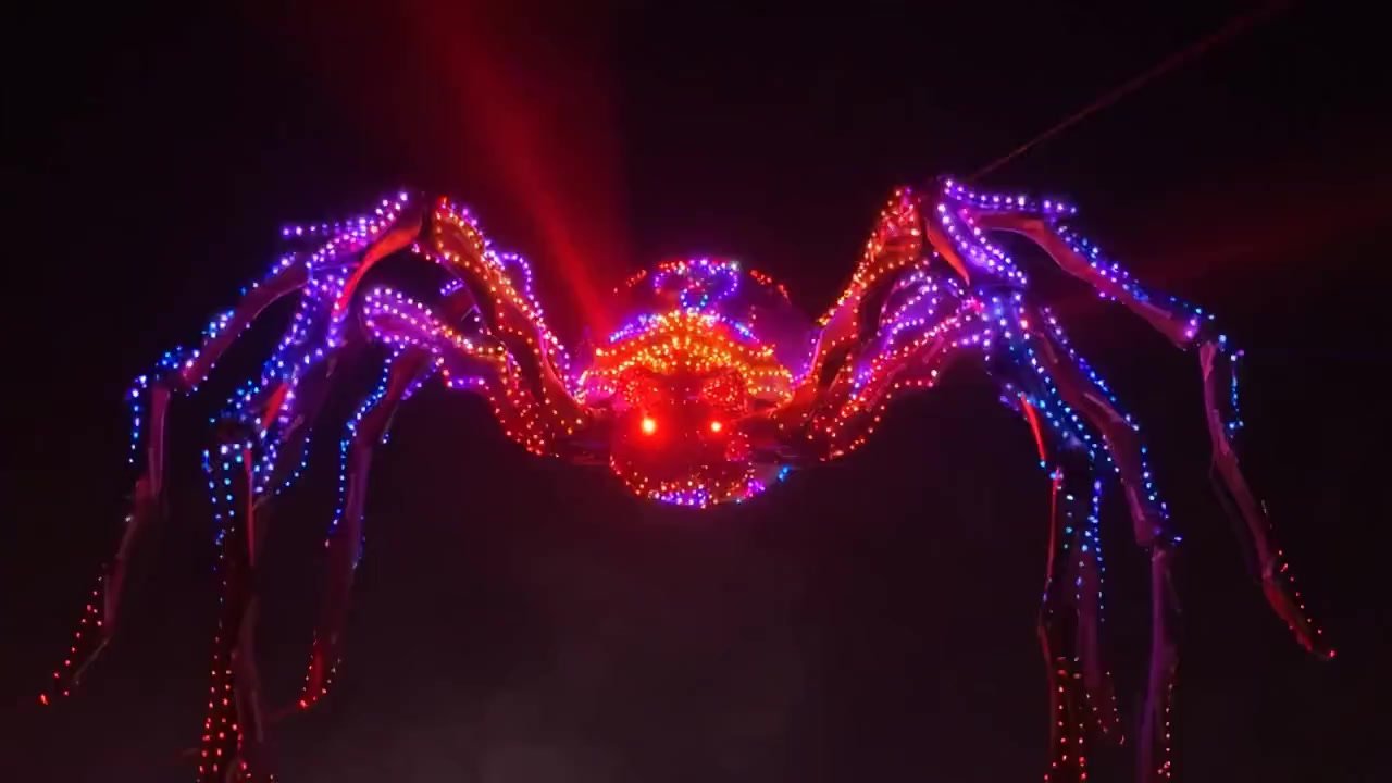 Hundreds Of Drones Forming The Body Of A Giant Spider Floati…