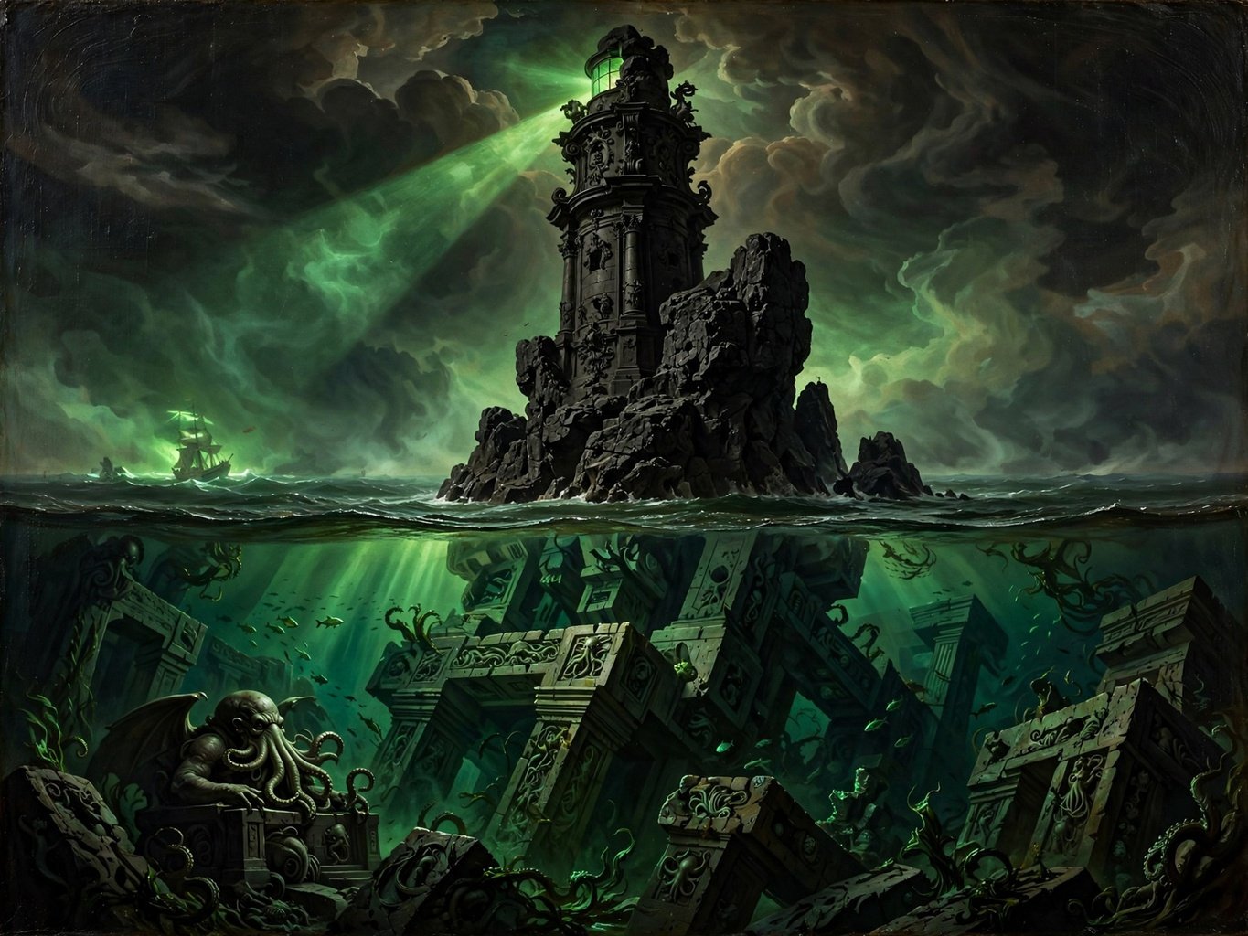 “a lighthouse warning ships away from land that sank” #dailyspark