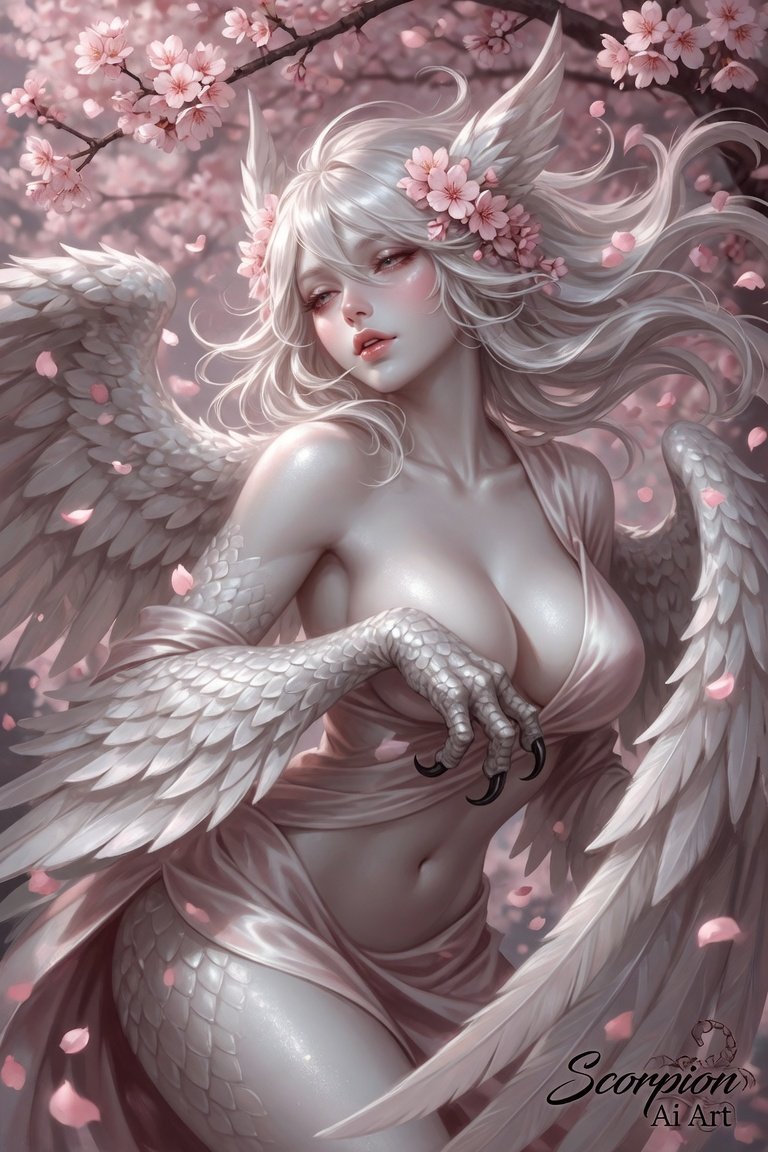 Harpy • Pearl White • Cherry Blossoms #AugJedAi