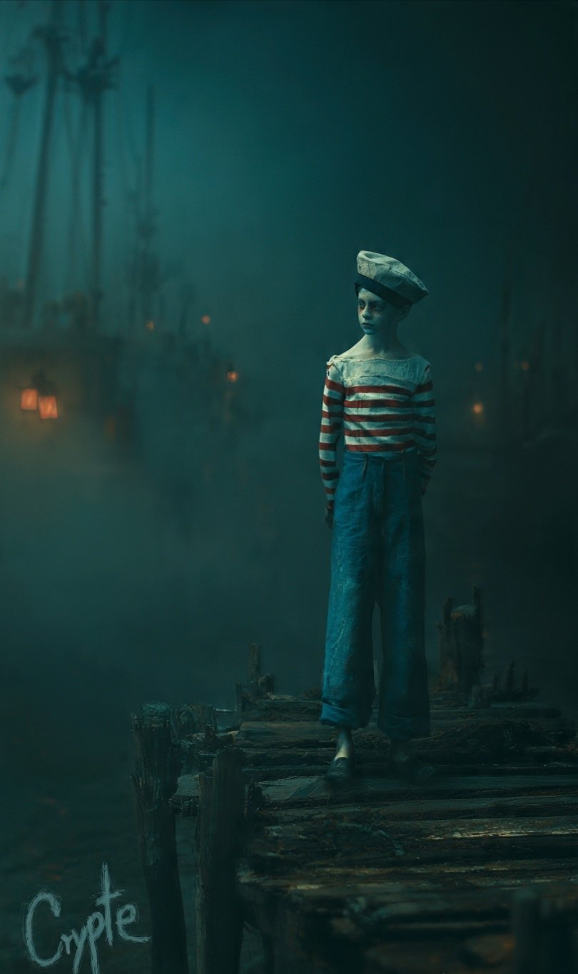 Nautical: Blue sailor pants, white/red striped top, canvas sailor hat By @GuruScorpion #aiartcommuni…