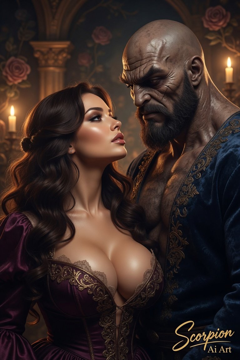 Beauty and the Beast Only she can see the beauty behind his scarred beastly look.