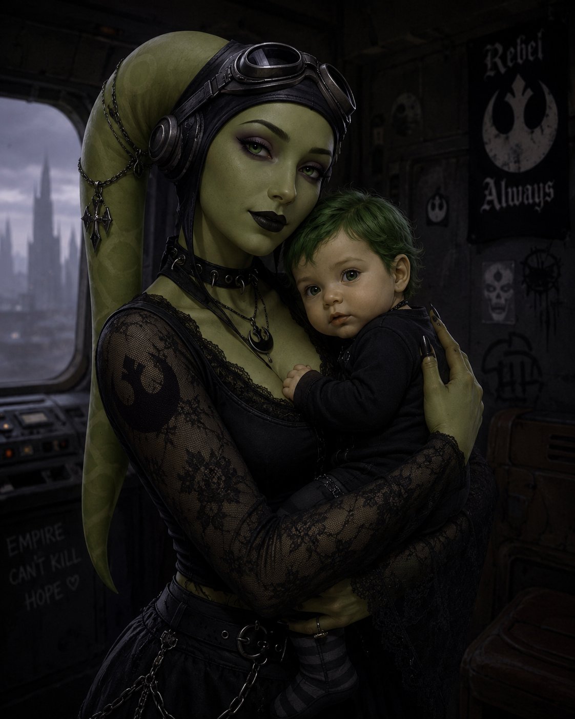Hera and her child from Star Wars Rebels. Turned alternative! For @GuruScorpion