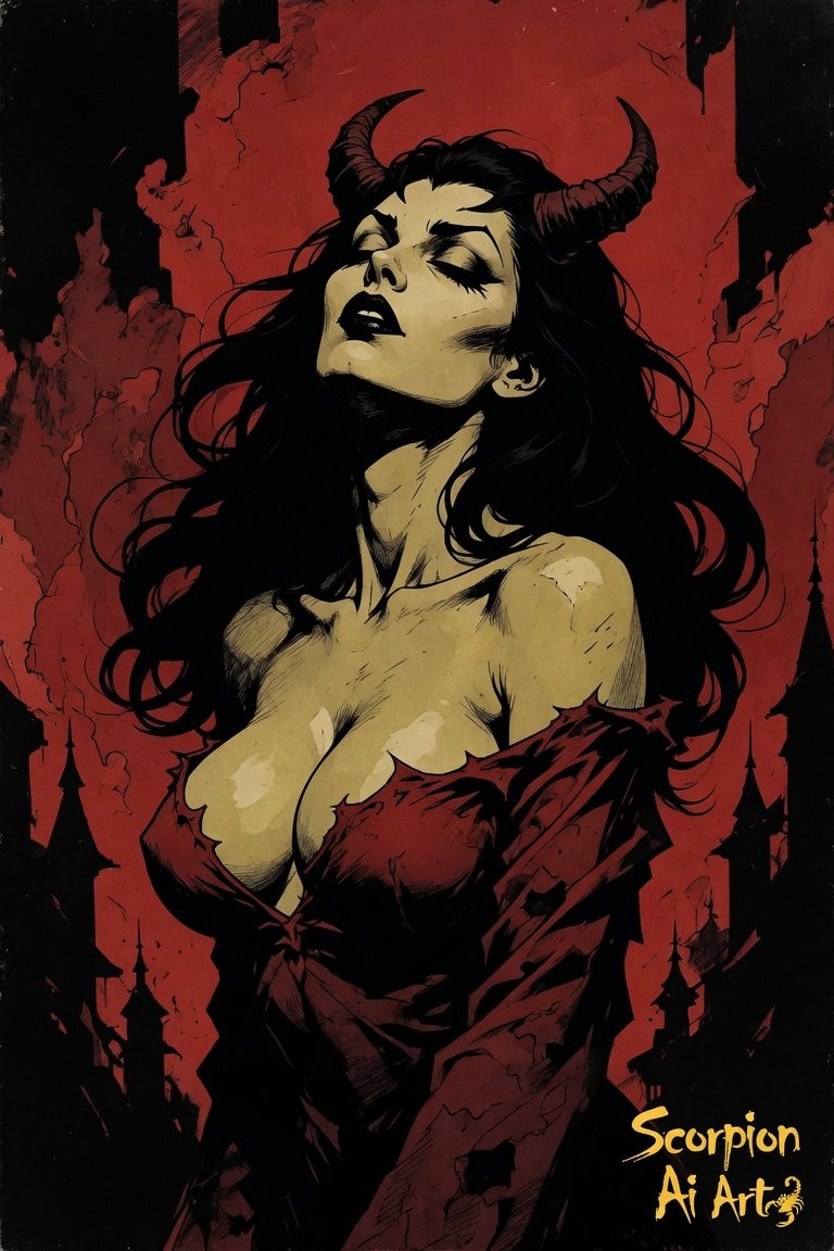 #AI2WCFinalRound by @cyberpopdreams MIKE MIGNOLA STYLE Create an image in the style of Mike Mignola.…