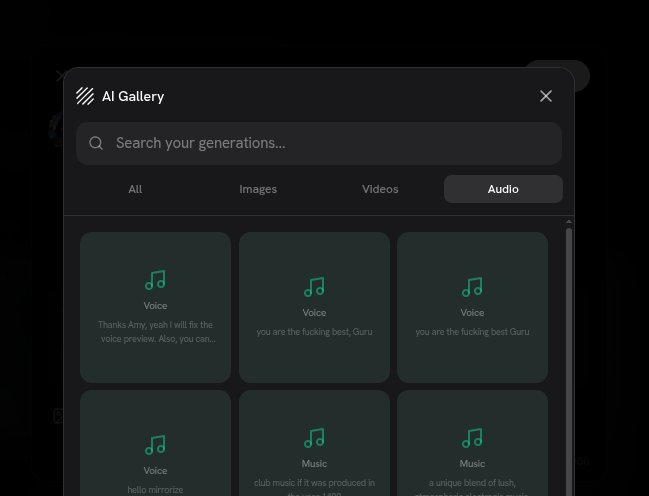 in create post you can add music you generated directly to a post. use the Mirrorize logo and choose…