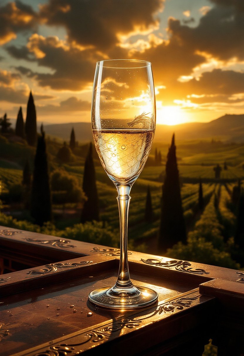 Champagne at sunset.