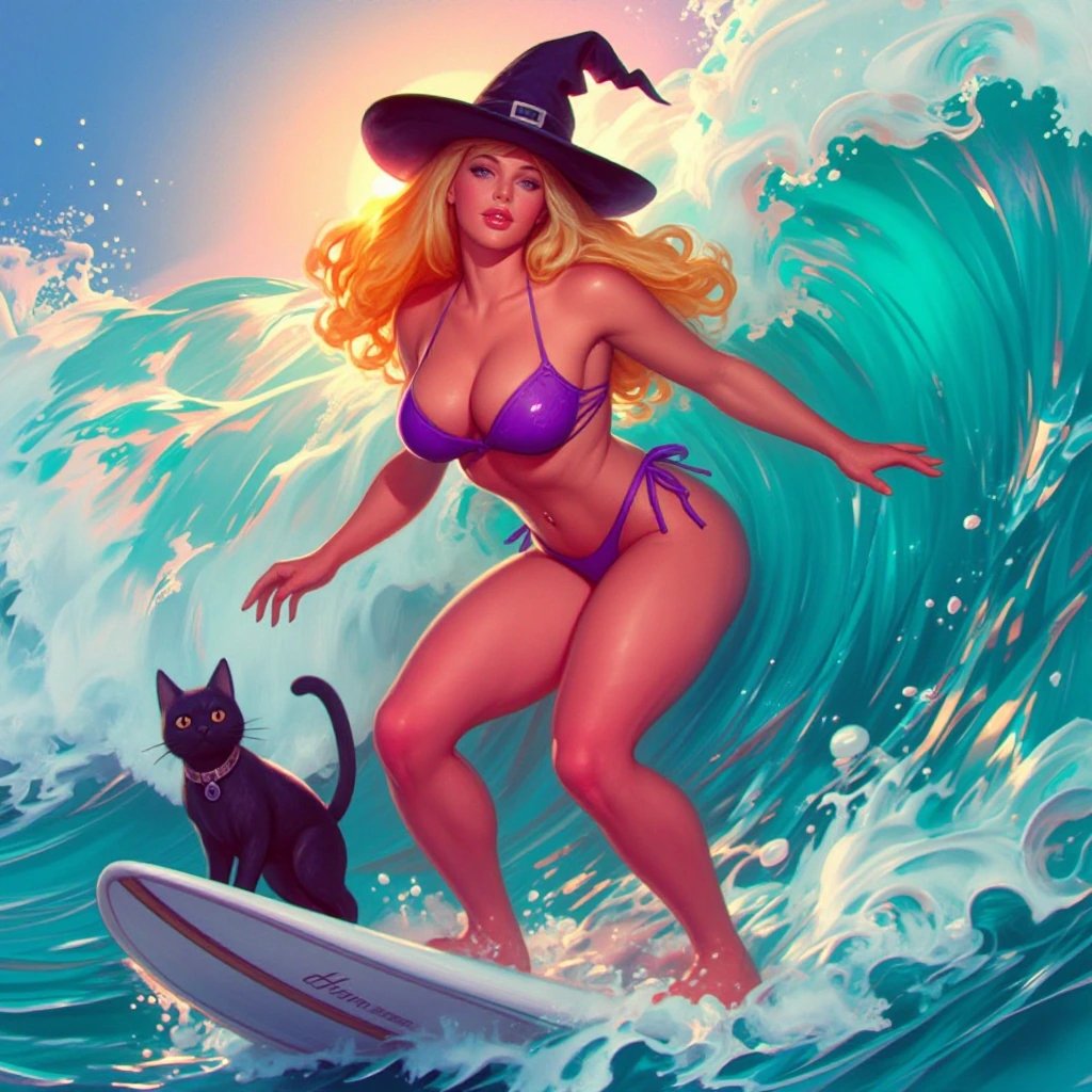 #MessyAugust26 Unexpected hobbies Aug 7-9 Witch who surfs