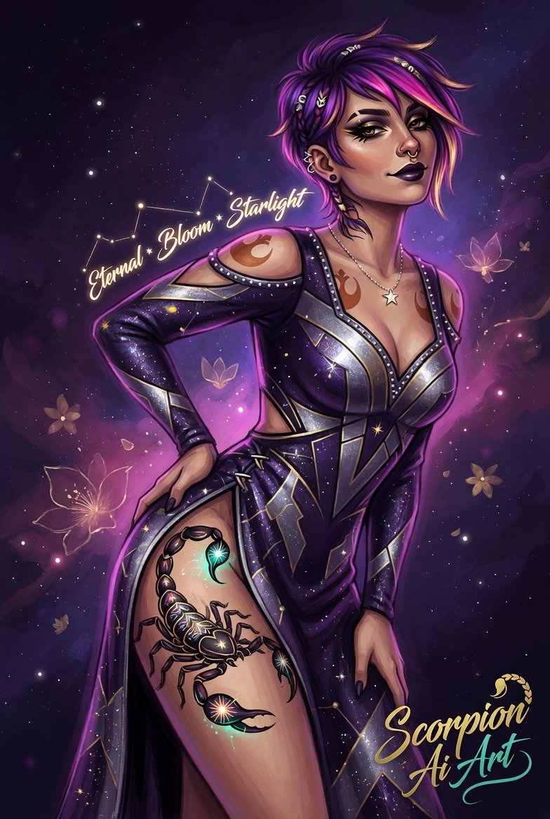 May 31 - Eternal • Bloom • Starlight #3wordchallenge #aiartcommunity