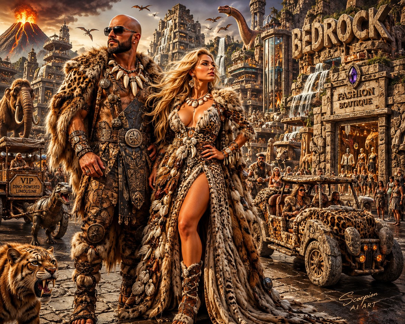 🪨 Bonus — Bedrock Haute Couture • #AiStoneAge Where primal survival meets runway energy. This bonus…