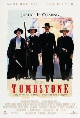 Wild West Marshall in a black 19th century suit, black wide brimmed hat, twin colt pistols with ivory handles, a power moustache.