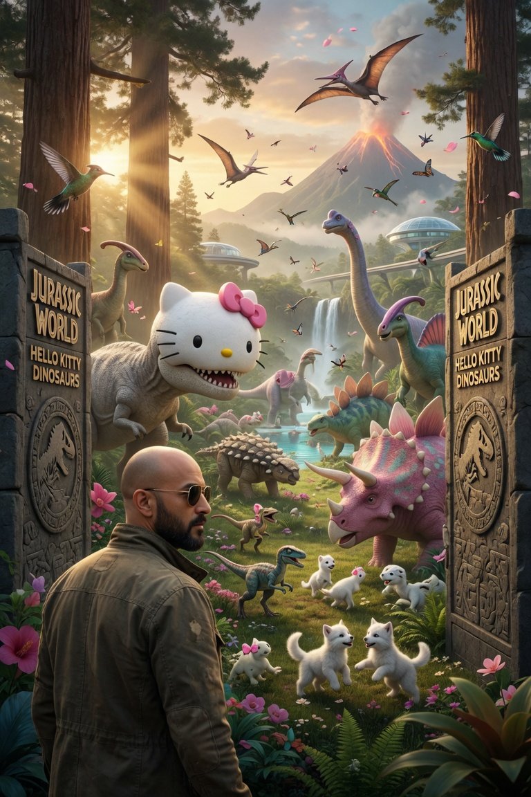 Jurassic World Hello Kitty style #caturday Thank to all that joined #DinoWeek Special thanks to @Jin…