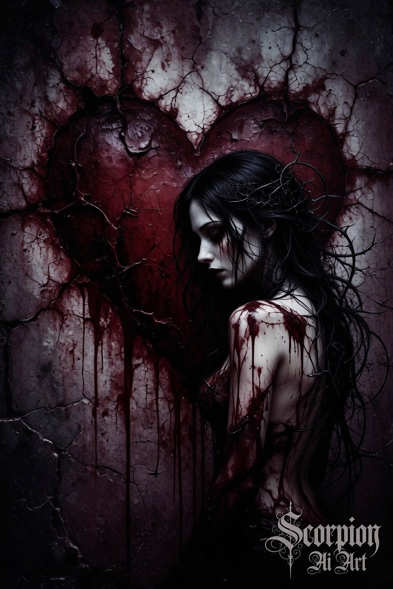 My heart, that cold wall where I bleed in silence. 🖤🩸By @harvy1969