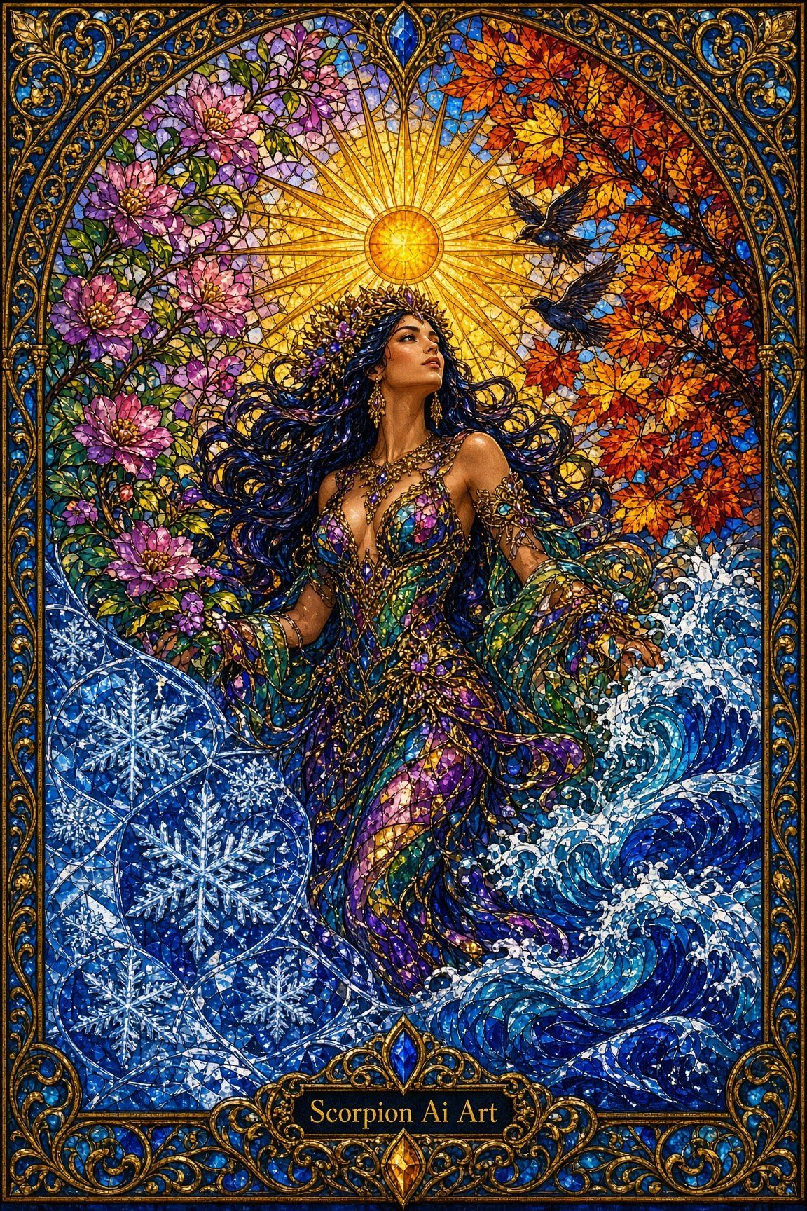 Day 12 - Stained Glass Principle: Mosaic Illustration #beautifulchaos #AI2WCFinalRound by @cyberpopd…