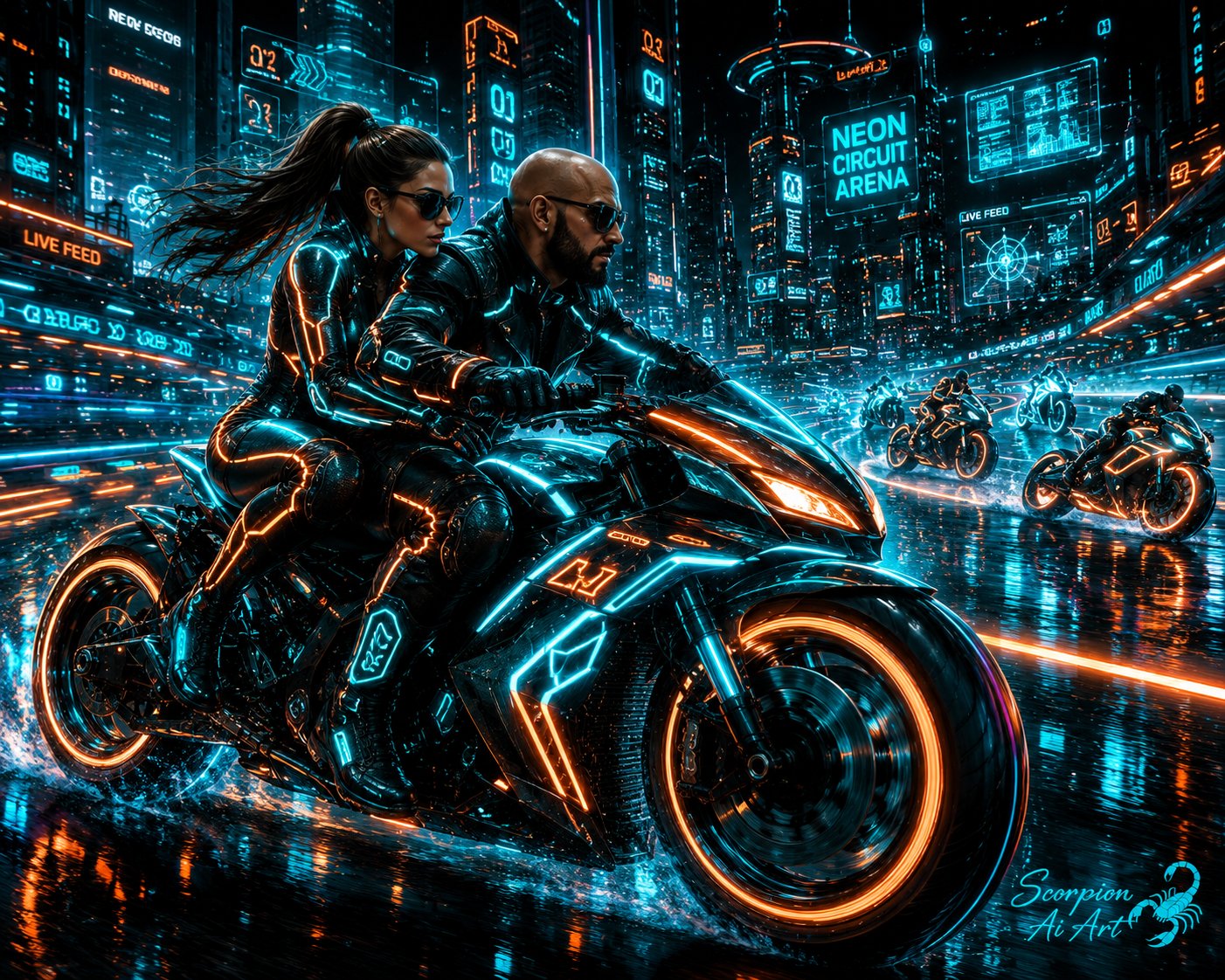 #AI2WCFinalRound by @cyberpopdreams.bsky.social Day 7 – Neon Circuit Palette Colors Only * Electric…