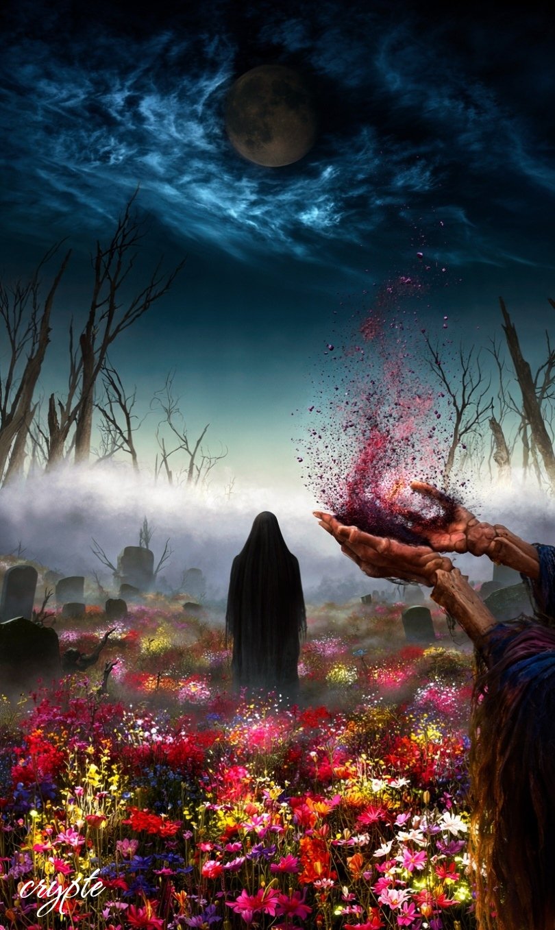 Between stardust and the flower of the tomb, A sentinel waits in the silence of the eternal night. H…