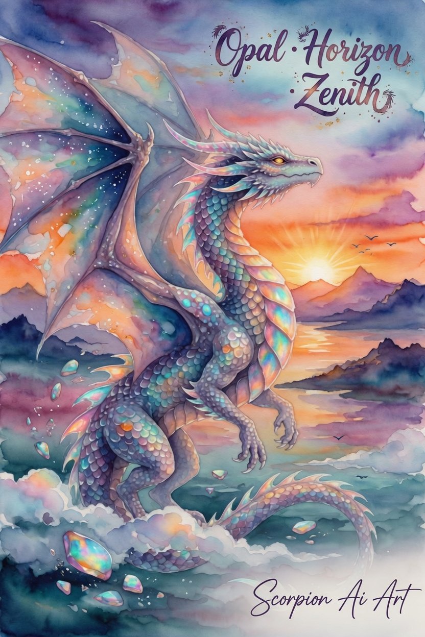May 26 - Opal • Horizon • Zenith #3wordchallenge #aiartcommunity #dragontuesday