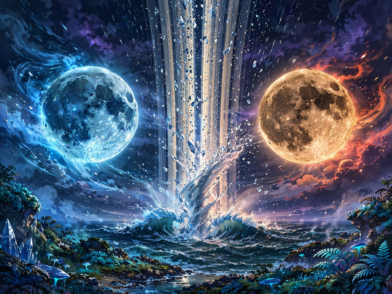 #dailyspark Two moons arguing over the tide. A ringed Earth.