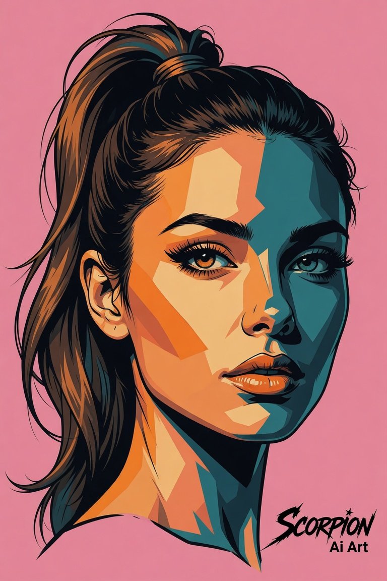 Pop Art #promptshare Create a high-quality vector pop art illustration of a beautiful brunette woman…