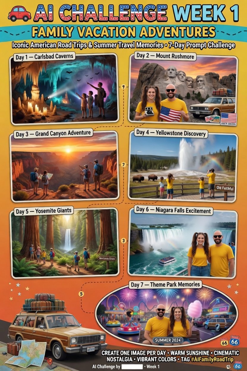Buckle up, creators — AI Challenge Week 1: Family Vacation Adventures is officially rolling out! 🚗✨…