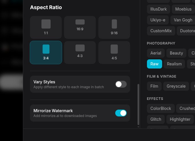 Inside AI Studio settings there is a mirrorize watermark button. This basically adds a little mirror…