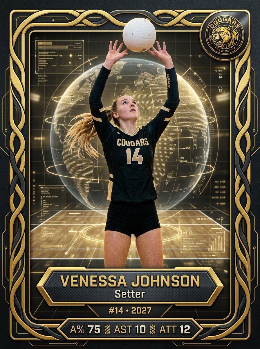 Turn a photo of your volleyball player into a pro-style digital card in about 60 seconds. Your Momen…