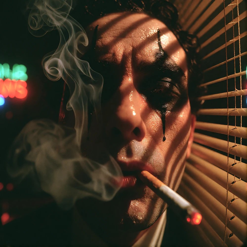 Behind the bars of shadow and glowing ash, the mask weeps for what remains of a man.🚬🔥🫣 Thanks dear…