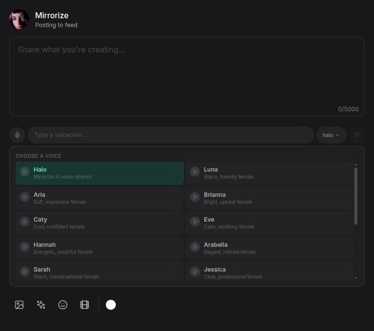 Halo's voice is now an option for voice creation.