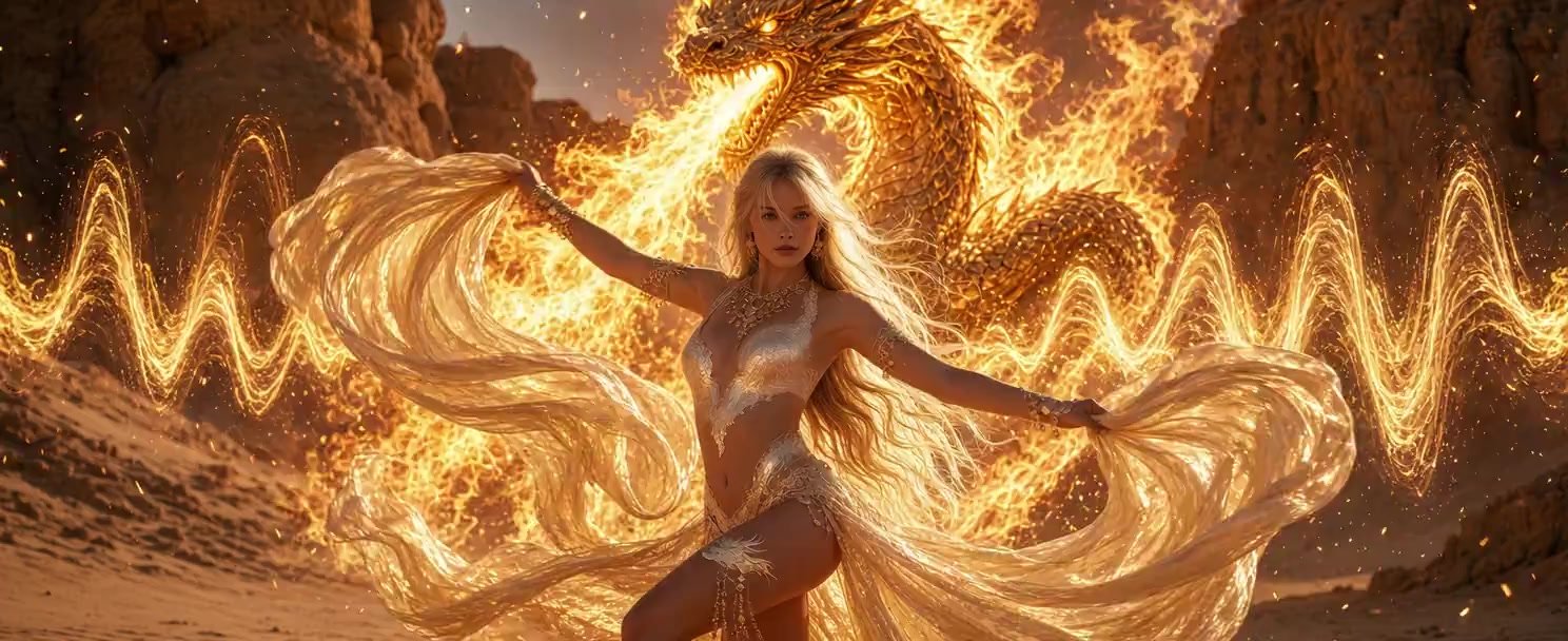 "Dragon Taming Fire Dance" Priestess performs the Dragon Tam…
