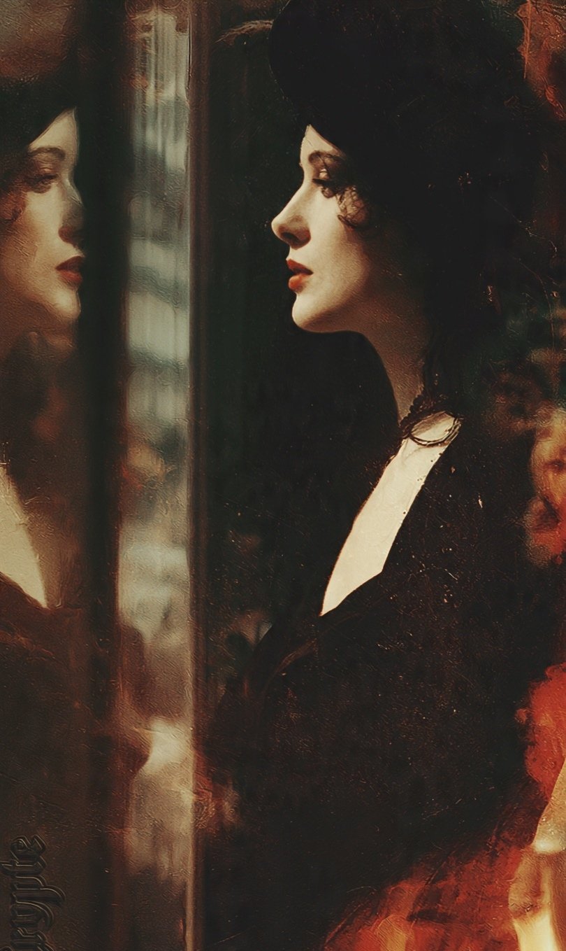 Mademoiselle Ophélie does not look at her reflection; she contemplates the eternity of a melancholy…
