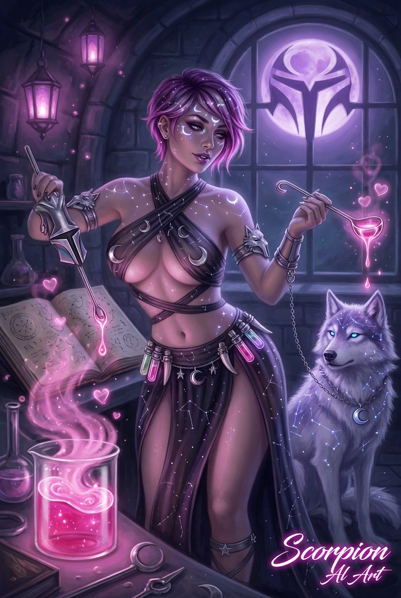 #QP Moon Goddess #wolfwednesday #wolfandher #aiartcommunity