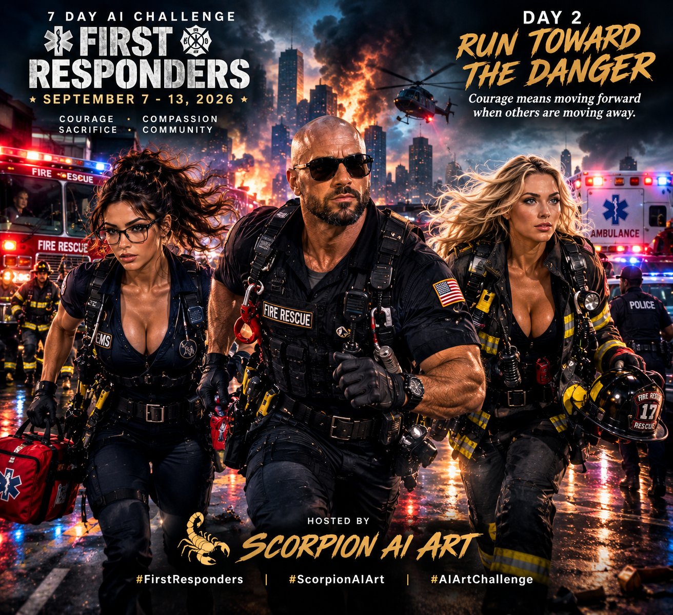 Day 2 — Run Toward the Danger Day 2 honors the moment courage becomes motion — when first responders…