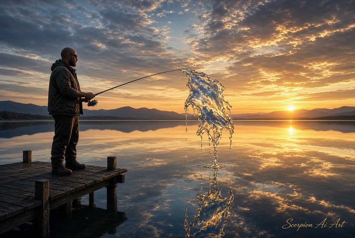 #dailyspark the fisherman who catches only reflections
