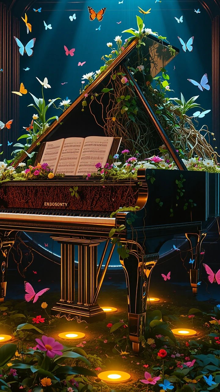 A piano slowly becoming a garden #dailyspark Here is mine Mike , from your prompt πΉ πͺ΄ πΊ