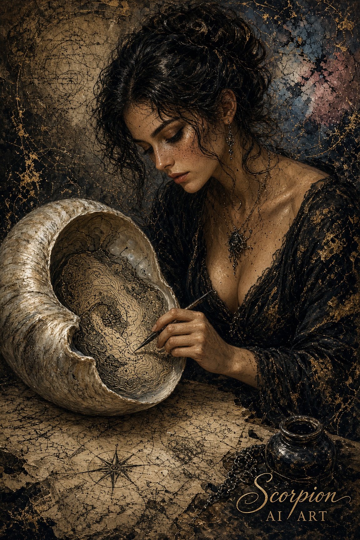 #dailyspark a cartographer mapping the inside of a shell