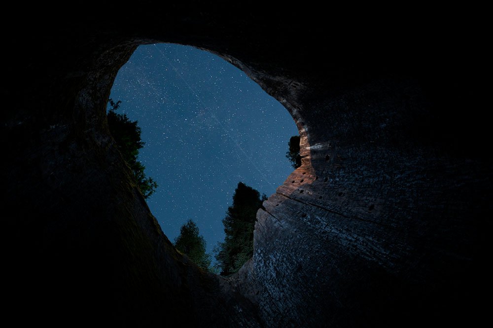 Been a while since I posted a real photo. I took this inside a giant sequoia tree stump looking up.…