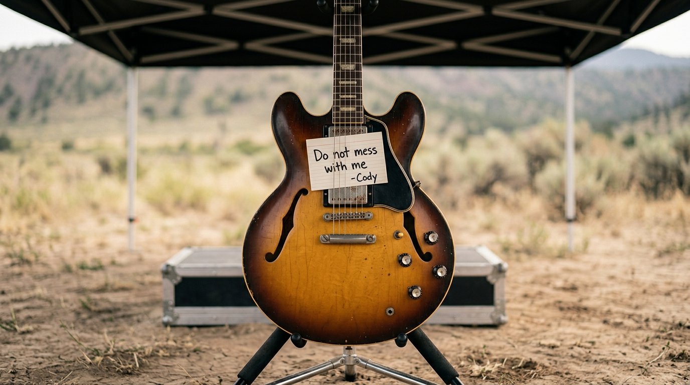 Cody M. Brooks' favorite guitar on the set of 'Cowboy Dreams…