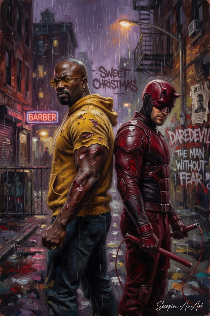 #SuperheroSunday #LukeCage #DareDevil #AIArtCommunity All Welcome 🏷️ @higginswerx @novanighting @gbl…