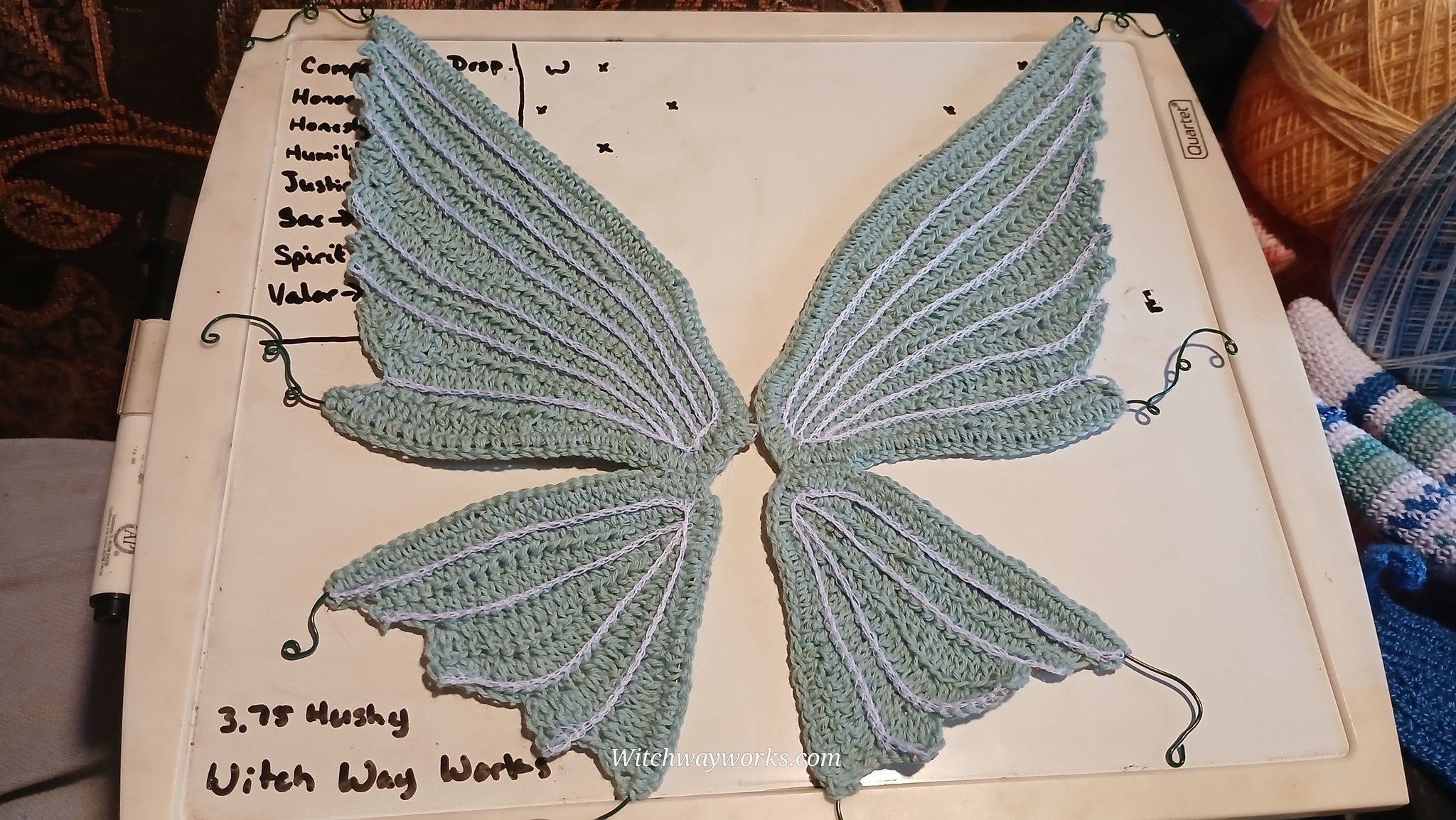 Eiralia's wings under normal light, black light, and in glow in the dark mode. While this was surpri…