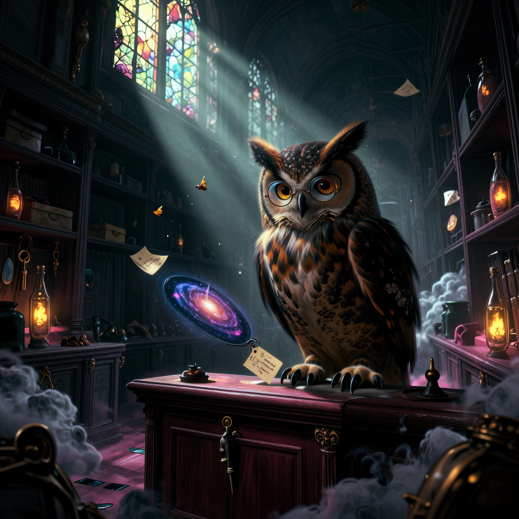 #dailyspark "an owl running a lost-and-found"