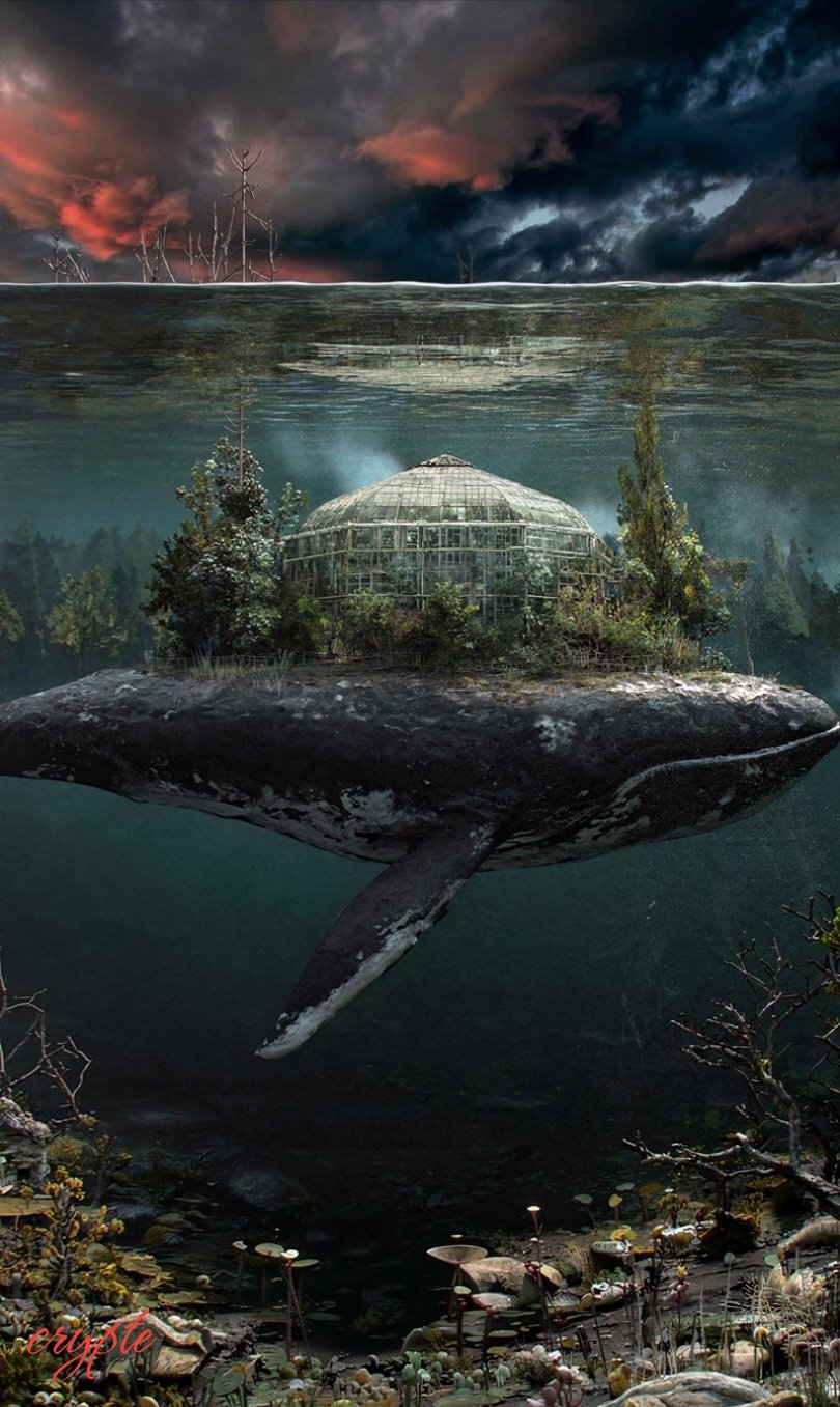 #dailyspark "a greenhouse on the back of a whale"🐳🐋🫧🫧🫧