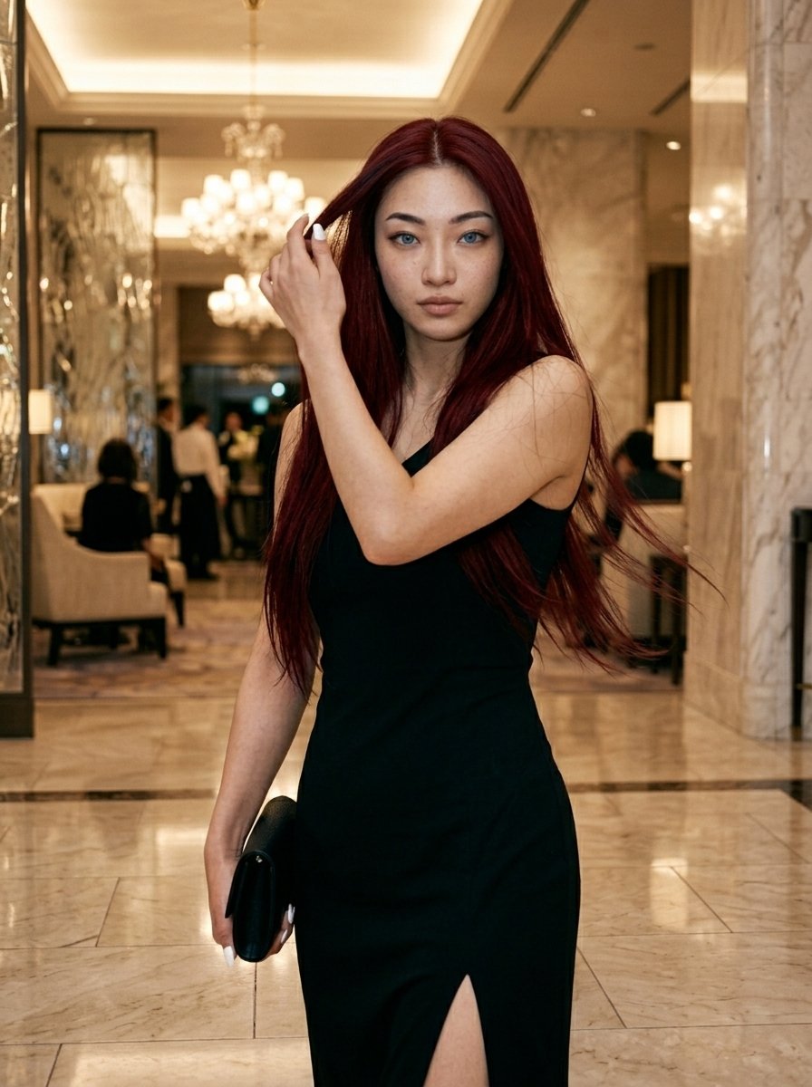 Evening sensuality. A chocolate‑dark dress slipping along my…