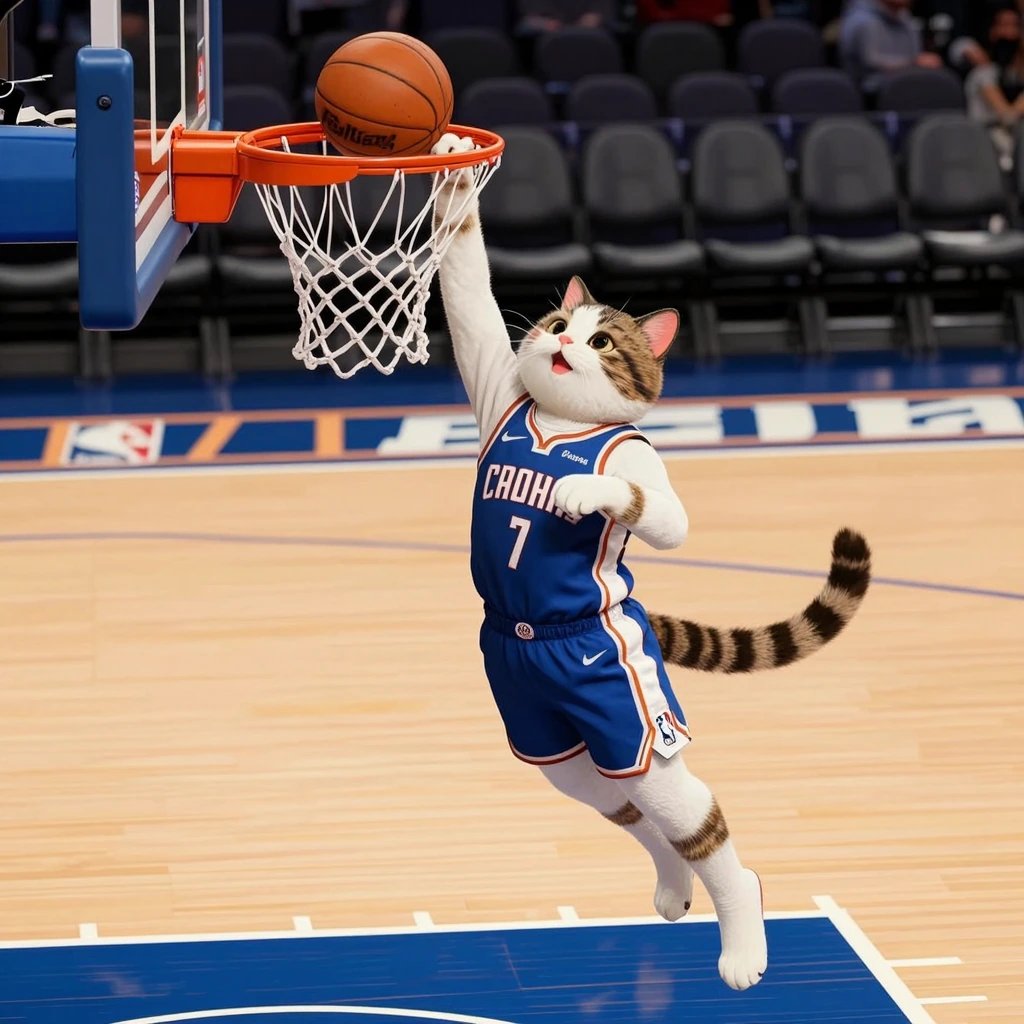 #Caturday Scoring the winning point in the big game! Someone deserves extra tuna 🐟😺🏀