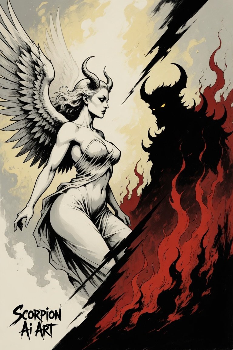 #AI2WCFinalRound by @cyberpopdreams MIKE MIGNOLA STYLE Create an image in the style of Mike Mignola.…