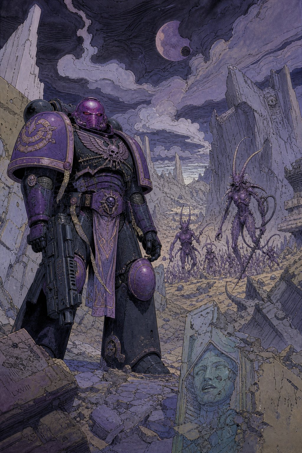 Space Marine and Demons of Slaanesh