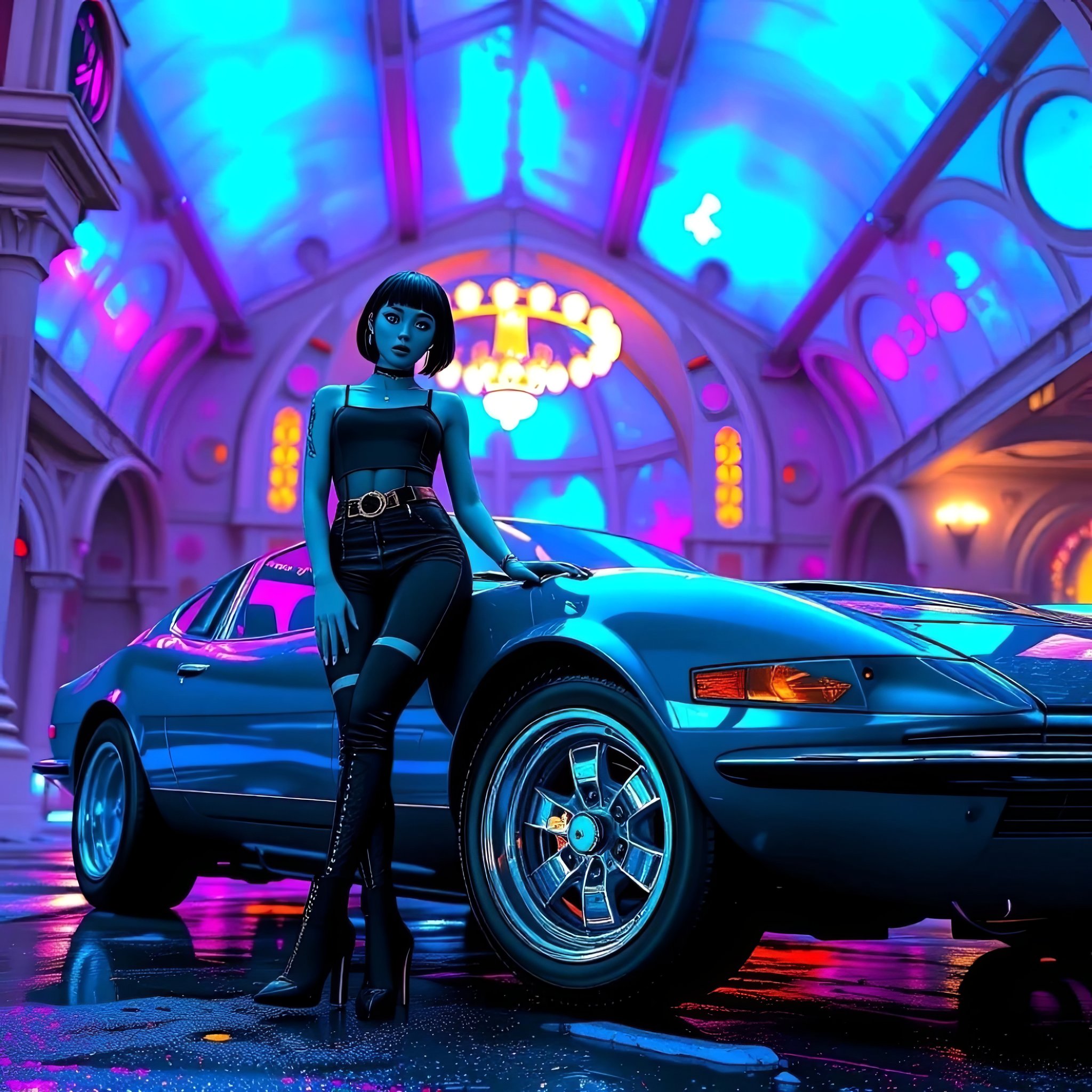 "Up for a spin?" 🚙✨️💙👢🐈‍⬛ #Jinx via @Mirrorize 🪞 + Polish Pro + Topaz Labs #MirrorizeAI #RetroRides